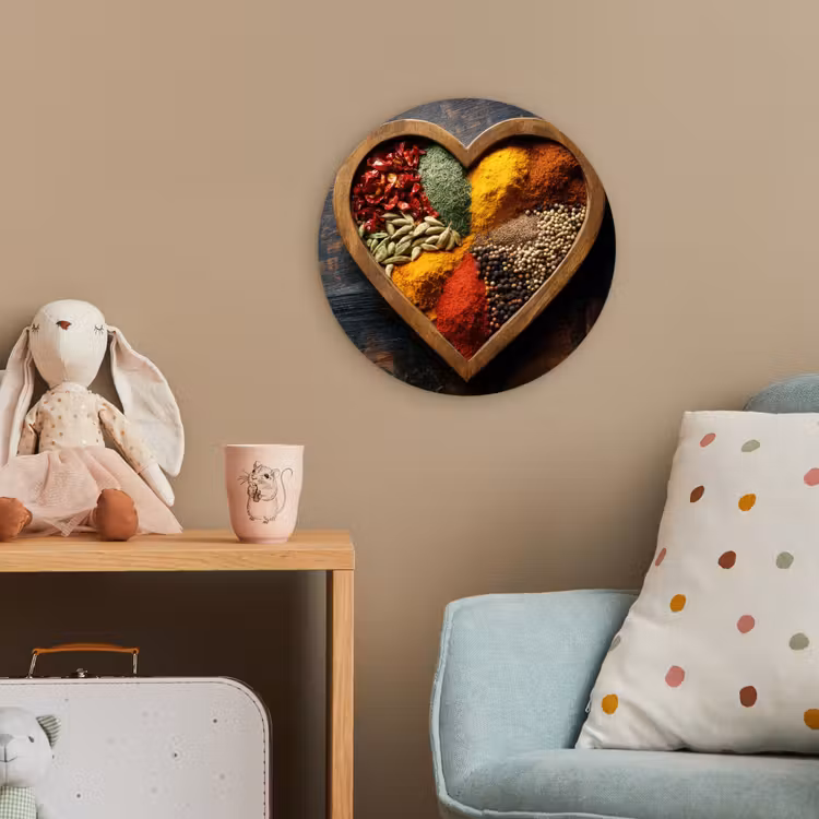 Houten - Hart - Kleurrijke - Specerijen Wandcirkel kunststof plaat 5mm dik klein -tsfeer1_kind