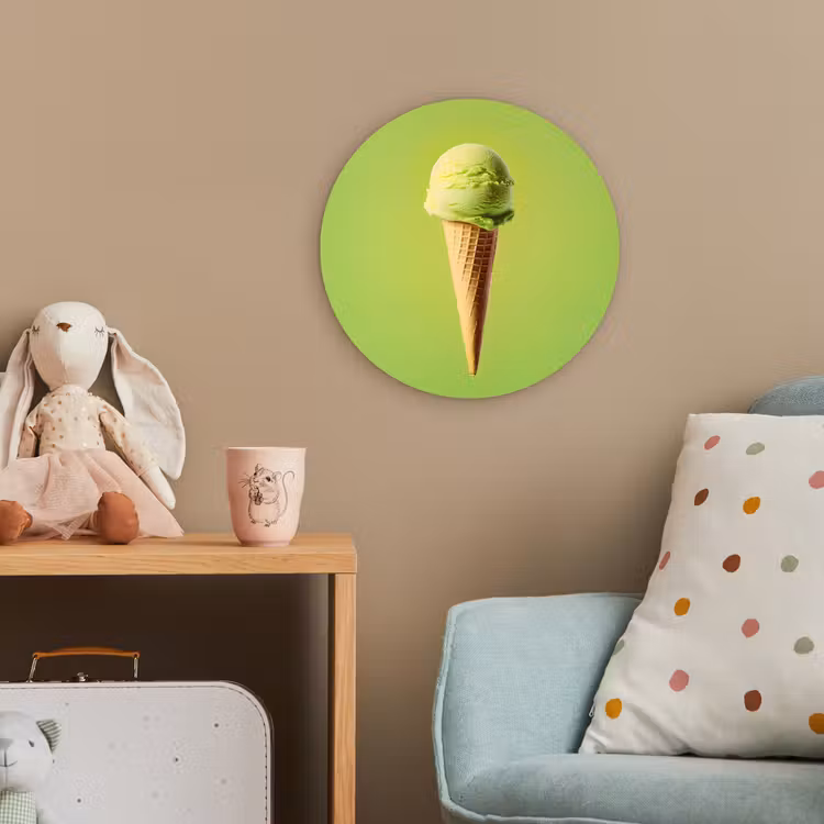 Hoorntje - Schepijs - Groen Wandcirkel kunststof plaat 5mm dik klein -tsfeer1_kind