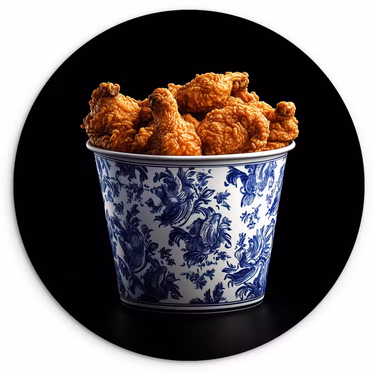 Kip - Bucket - Delfts blauw - Lekker Wandcirkel kunststof plaat 5mm dik klein -3d