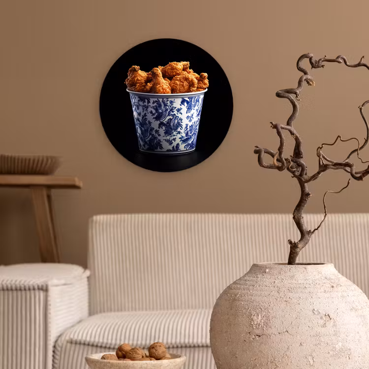 Kip - Bucket - Delfts blauw - Lekker Wandcirkel kunststof plaat 5mm dik klein -sfeer1