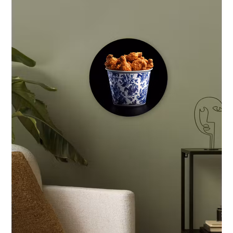 Kip - Bucket - Delfts blauw - Lekker Wandcirkel kunststof plaat 5mm dik klein -sfeer3
