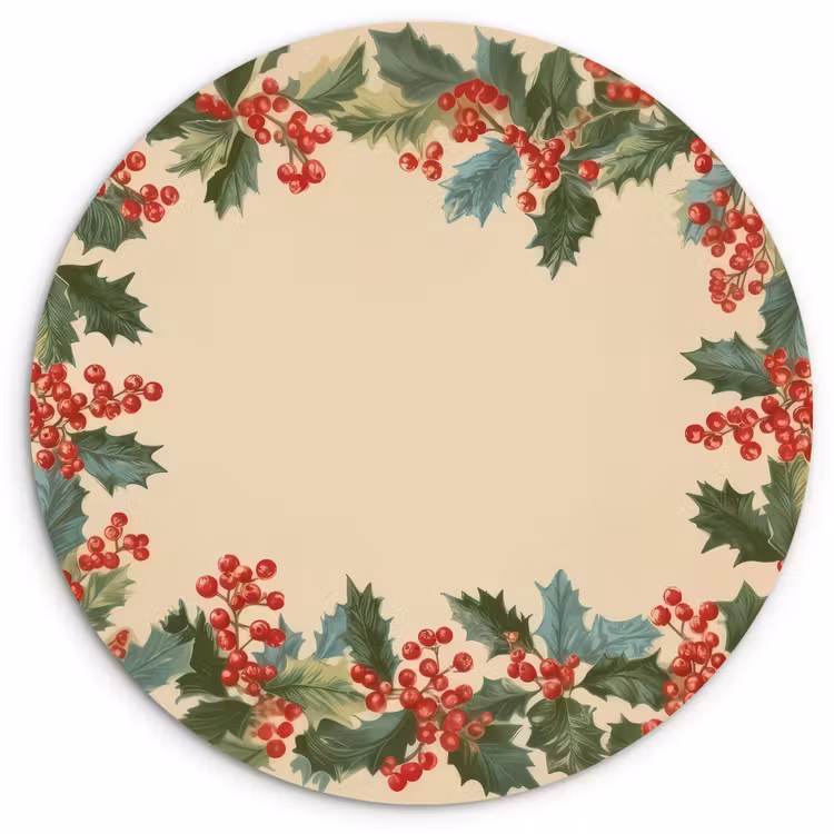 Hulstrand - Bessen - Beige Wandcirkel kunststof plaat 5mm dik klein -3d