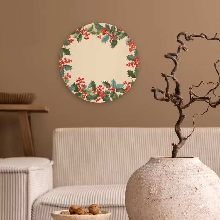 Hulstrand - Bessen - Beige Wandcirkel kunststof plaat 5mm dik klein -sfeer1