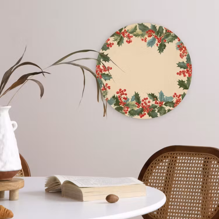 Hulstrand - Bessen - Beige Wandcirkel kunststof plaat 5mm dik klein -sfeer4