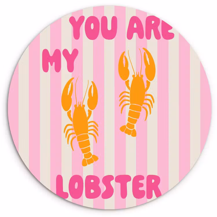 Lobster - Love - Valentijn Wandcirkel kunststof plaat 5mm dik klein -3d