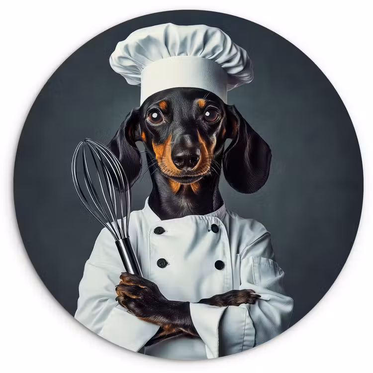 Hond - Garde - Kok Wandcirkel kunststof plaat 5mm dik klein -3d