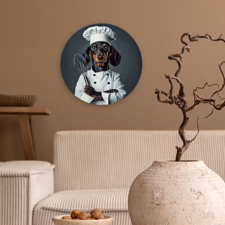 Hond - Garde - Kok Wandcirkel kunststof plaat 5mm dik klein -sfeer1