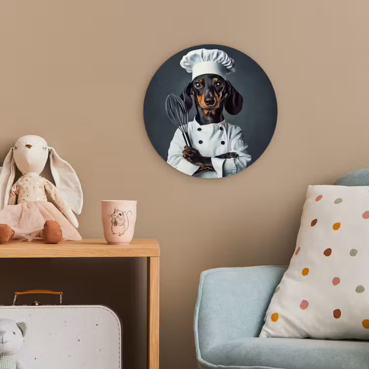 Hond - Garde - Kok Wandcirkel kunststof plaat 5mm dik klein -tsfeer1_kind