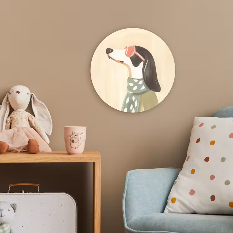Hond - Zonnebril - Sjaal Wandcirkel kunststof plaat 5mm dik klein -tsfeer1_kind