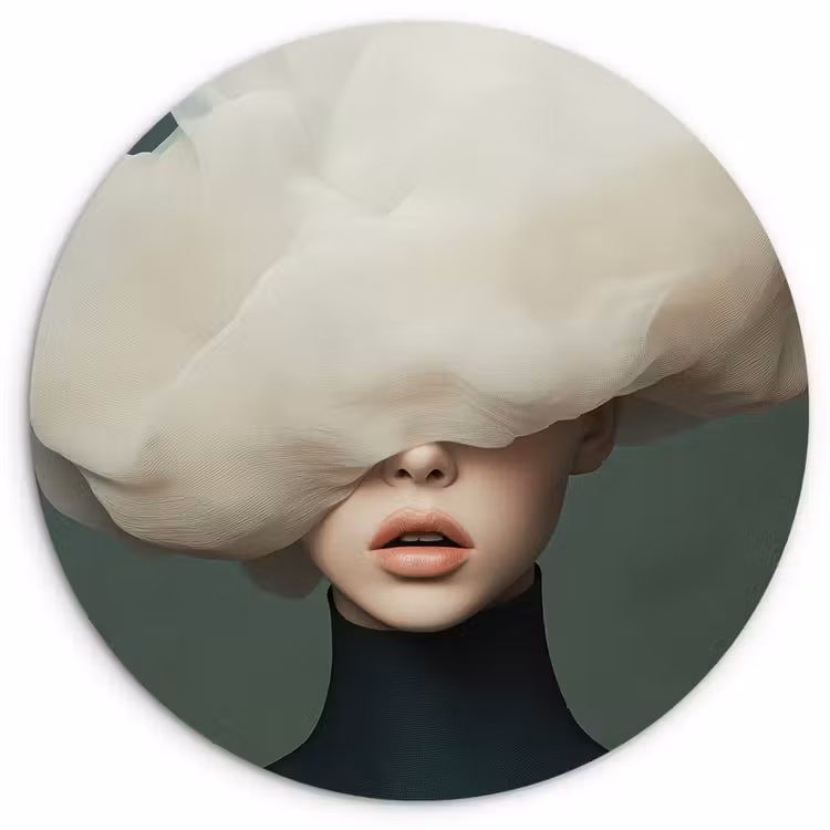 Hoed - Vrouw - Beige Wandcirkel kunststof plaat 5mm dik klein -3d