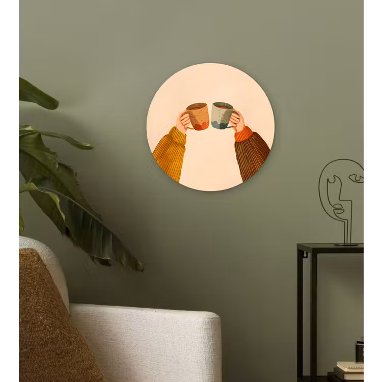 Illustratie - Mokken - Proosten - Bruin Wandcirkel kunststof plaat 5mm dik klein -sfeer3