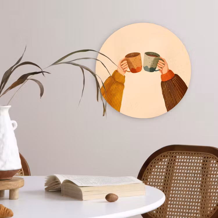 Illustratie - Mokken - Proosten - Bruin Wandcirkel kunststof plaat 5mm dik klein -sfeer4