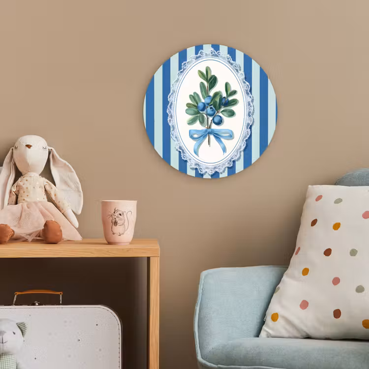 Illustratie - Bessen - Blauw - Strepen Wandcirkel kunststof plaat 5mm dik klein -tsfeer1_kind