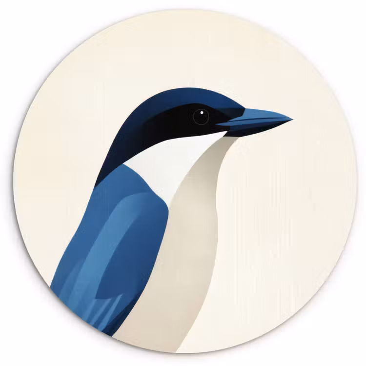 Illustratie - Blauw - Vogel Wandcirkel kunststof plaat 5mm dik klein -3d