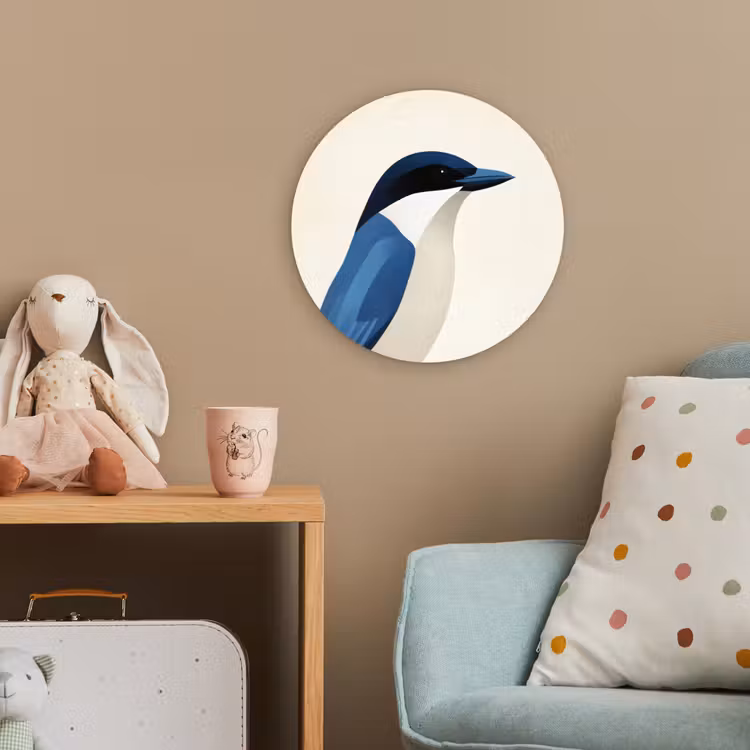 Illustratie - Blauw - Vogel Wandcirkel kunststof plaat 5mm dik klein -tsfeer1_kind