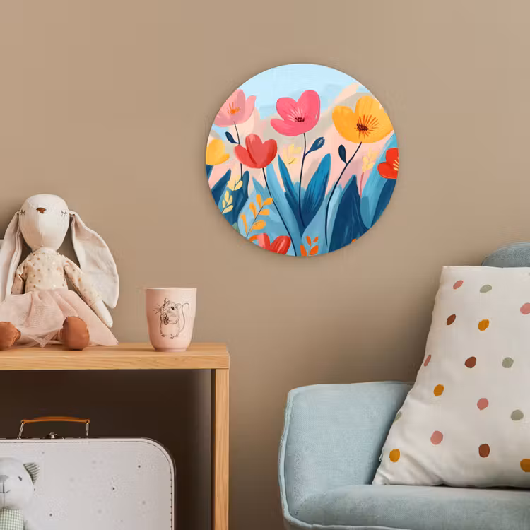 Illustratie - Bloemen - Kleurrijk Wandcirkel kunststof plaat 5mm dik klein -tsfeer1_kind