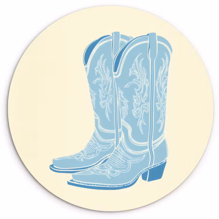 Illustratie - Cowboylaarzen - Patroon Wandcirkel kunststof plaat 5mm dik klein -3d