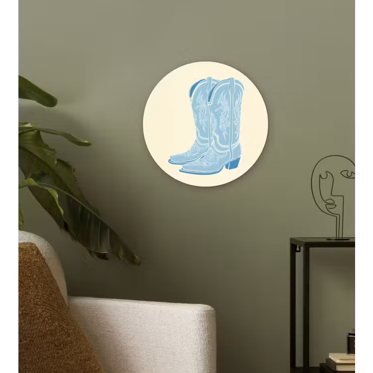Illustratie - Cowboylaarzen - Patroon Wandcirkel kunststof plaat 5mm dik klein -sfeer3