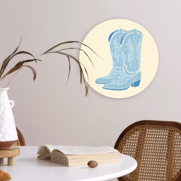Illustratie - Cowboylaarzen - Patroon Wandcirkel kunststof plaat 5mm dik klein -sfeer4