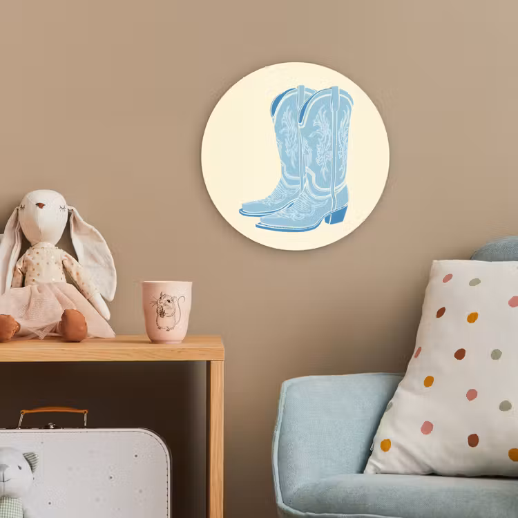 Illustratie - Cowboylaarzen - Patroon Wandcirkel kunststof plaat 5mm dik klein -tsfeer1_kind