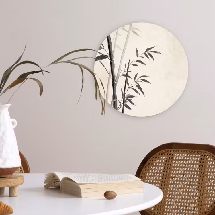 Japandi - Bamboe - Beige Wandcirkel kunststof plaat 5mm dik klein -sfeer4