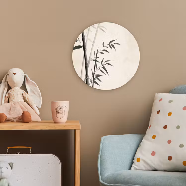 Japandi - Bamboe - Beige Wandcirkel kunststof plaat 5mm dik klein -tsfeer1_kind