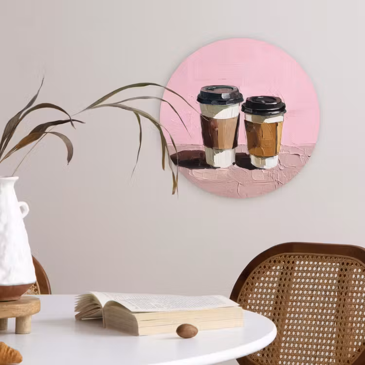 Koffiebekers - Deksel - Verf - Textuur Wandcirkel kunststof plaat 5mm dik klein -sfeer4