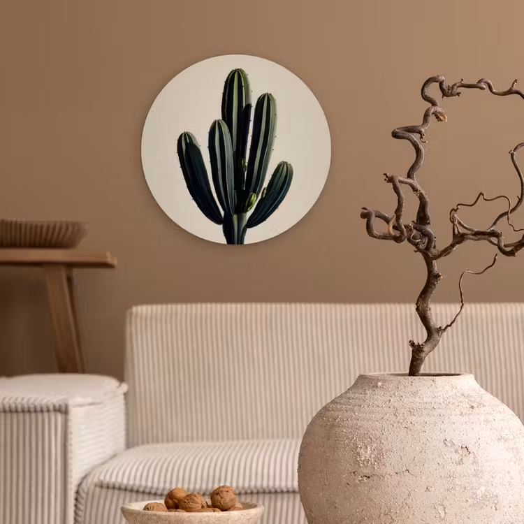 Cactus - Subtiel - Groen Wandcirkel kunststof plaat 5mm dik klein -sfeer1