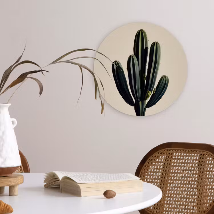 Cactus - Subtiel - Groen Wandcirkel kunststof plaat 5mm dik klein -sfeer4