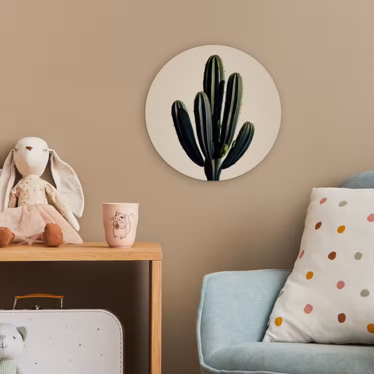 Cactus - Subtiel - Groen Wandcirkel kunststof plaat 5mm dik klein -tsfeer1_kind