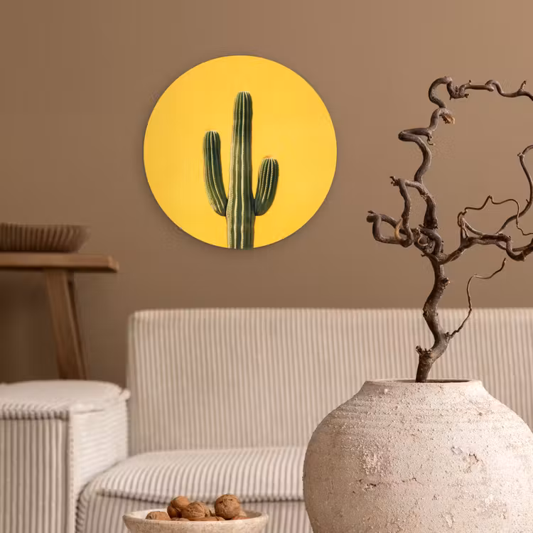 Cactus - Groen - Minimalistisch Wandcirkel kunststof plaat 5mm dik klein -sfeer1