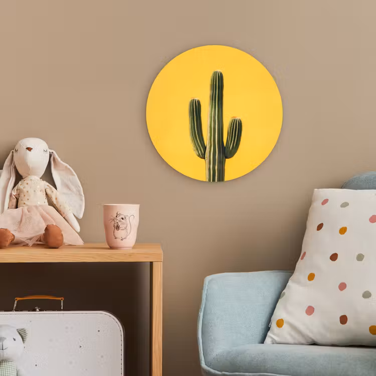 Cactus - Groen - Minimalistisch Wandcirkel kunststof plaat 5mm dik klein -tsfeer1_kind