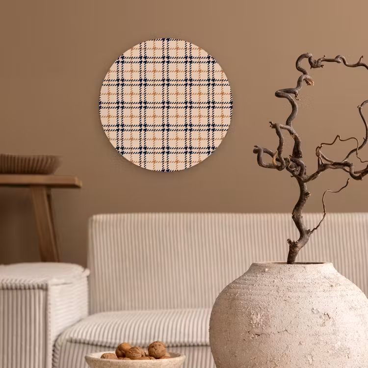 Plaid - Patroon - Beige - Zwart Wandcirkel kunststof plaat 5mm dik klein 188 -sfeer1