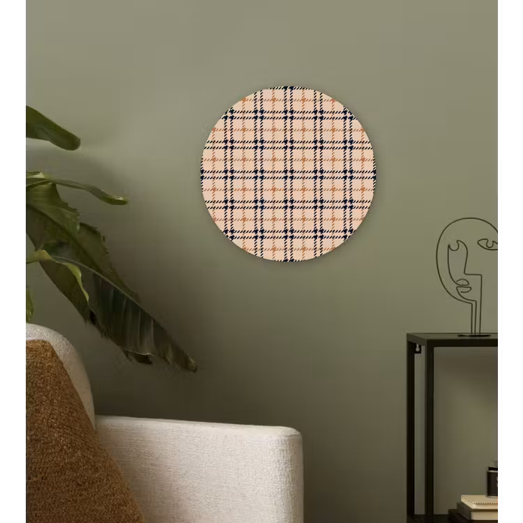 Plaid - Patroon - Beige - Zwart Wandcirkel kunststof plaat 5mm dik klein 188 -sfeer3