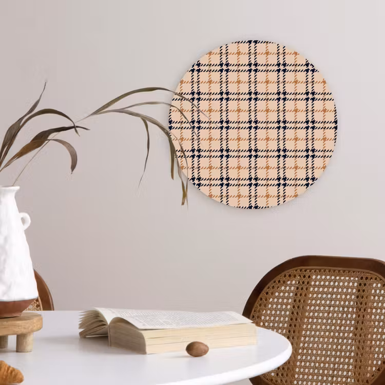 Plaid - Patroon - Beige - Zwart Wandcirkel kunststof plaat 5mm dik klein 188 -sfeer4