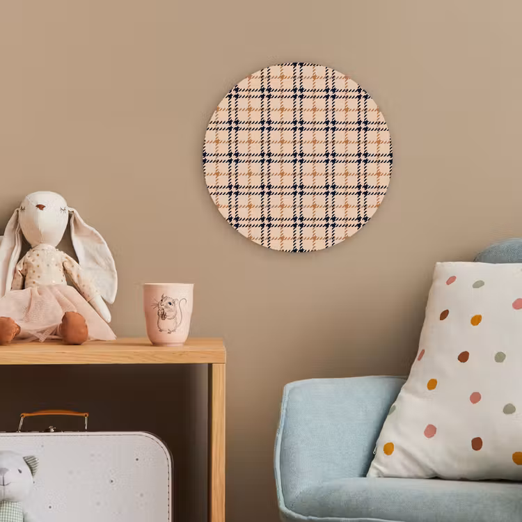 Plaid - Patroon - Beige - Zwart Wandcirkel kunststof plaat 5mm dik klein 188 -tsfeer1_kind