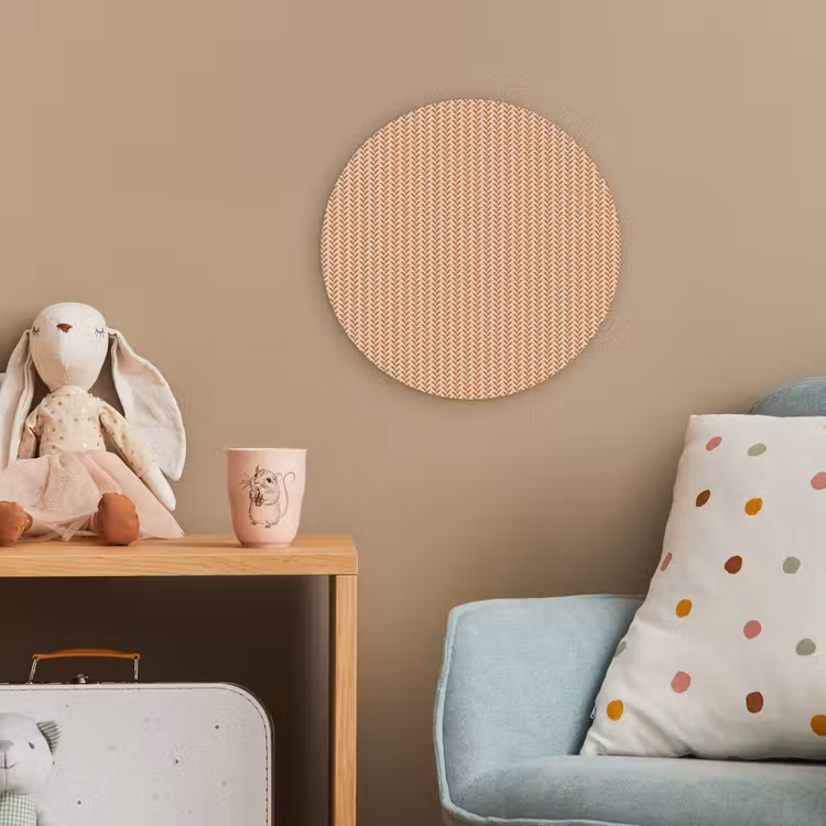 Plaid - Patroon - Bladvorm - Bruin Wandcirkel kunststof plaat 5mm dik klein 188 -tsfeer1_kind