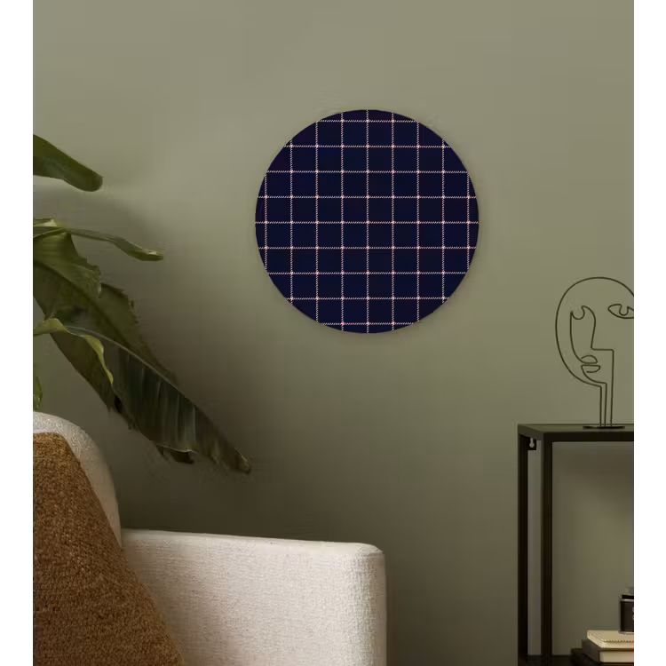 Plaid - Patroon - Blauw - Roze Wandcirkel kunststof plaat 5mm dik klein 188 -sfeer3