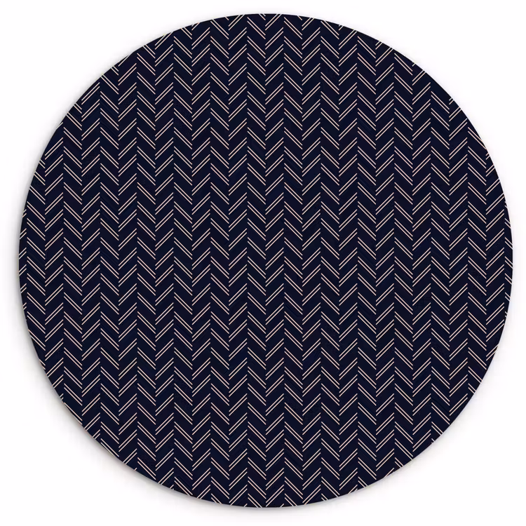 Plaid - Patroon - Visgraad - Blauw Wandcirkel kunststof plaat 5mm dik klein 188 -3d