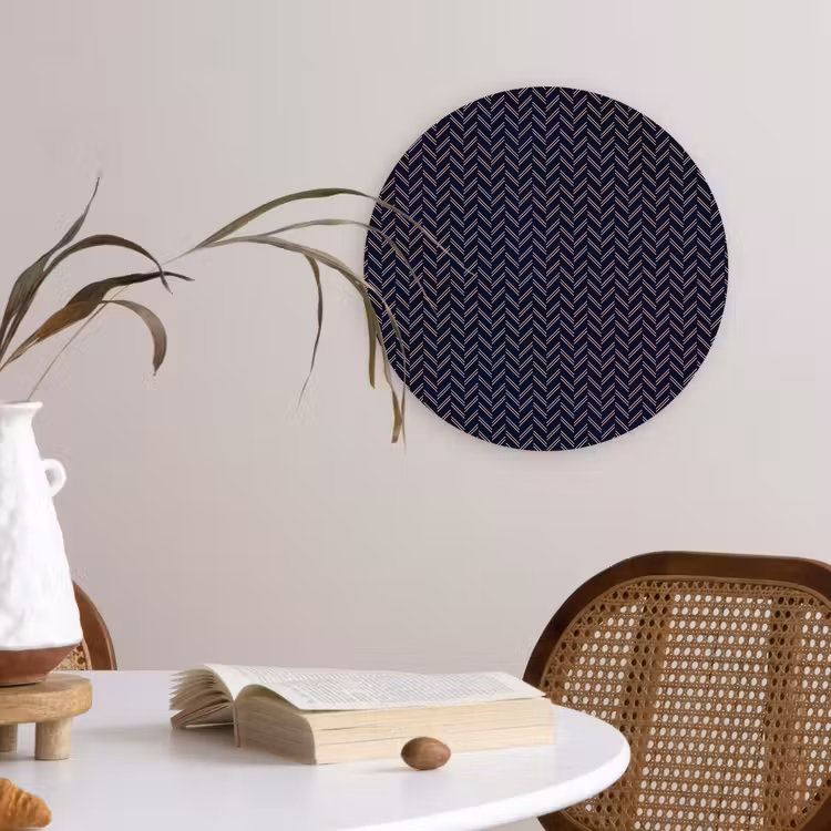 Plaid - Patroon - Visgraad - Blauw Wandcirkel kunststof plaat 5mm dik klein 188 -sfeer4
