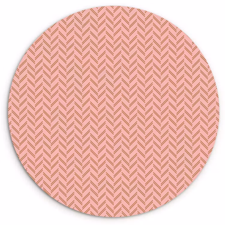 Plaid - Patroon - Visgraad - Roze Wandcirkel kunststof plaat 5mm dik klein 188 -3d