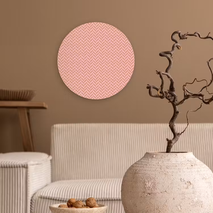 Plaid - Patroon - Visgraad - Roze Wandcirkel kunststof plaat 5mm dik klein 188 -sfeer1