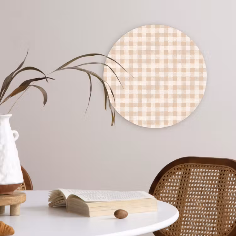 Plaid - Patroon - Vierkant - Beige Wandcirkel kunststof plaat 5mm dik klein 188 -sfeer4