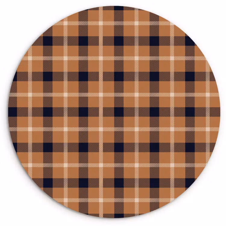 Plaid - Patroon - Vierkant - Bruin Wandcirkel kunststof plaat 5mm dik klein 188 -3d