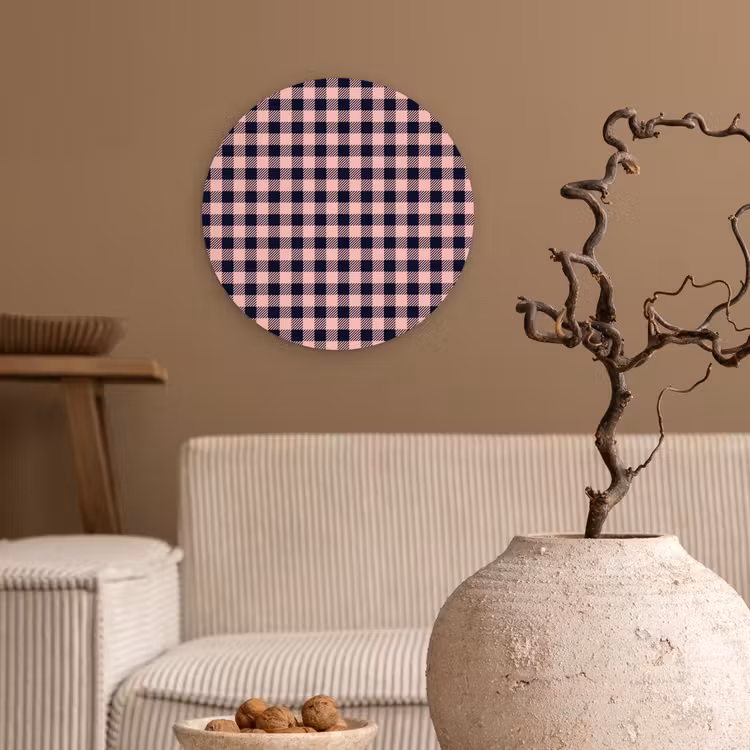 Plaid - Patroon - Roze - Zwart Wandcirkel kunststof plaat 5mm dik klein 188 -sfeer1
