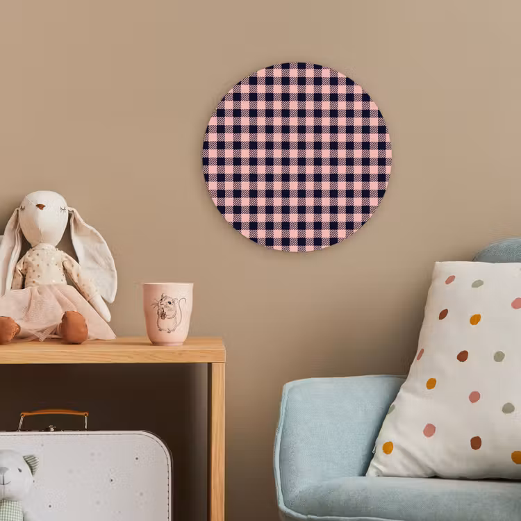 Plaid - Patroon - Roze - Zwart Wandcirkel kunststof plaat 5mm dik klein 188 -tsfeer1_kind