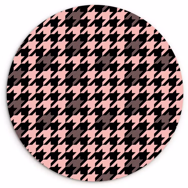 Plaid - Patroon - Zwart - Roze Wandcirkel kunststof plaat 5mm dik klein 188 -3d