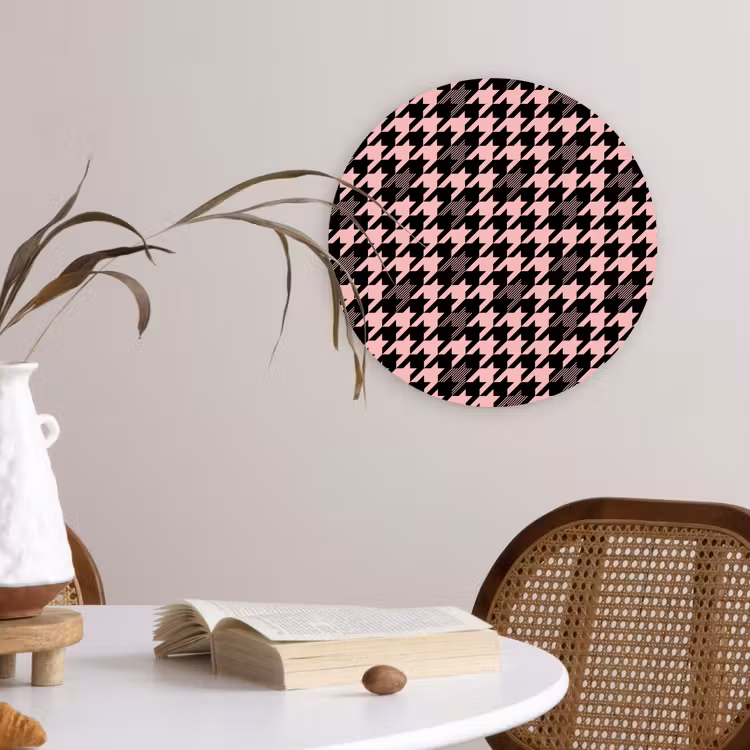 Plaid - Patroon - Zwart - Roze Wandcirkel kunststof plaat 5mm dik klein 188 -sfeer4