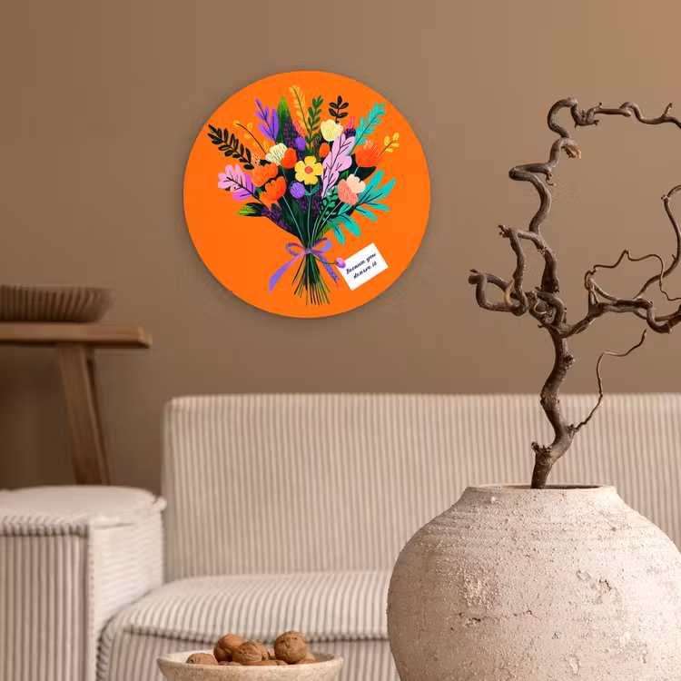 Kaartje - Boeket - Bloemen Wandcirkel kunststof plaat 5mm dik klein -sfeer1