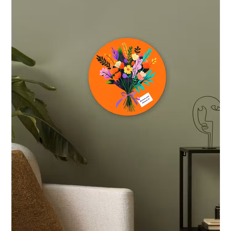 Kaartje - Boeket - Bloemen Wandcirkel kunststof plaat 5mm dik klein -sfeer3
